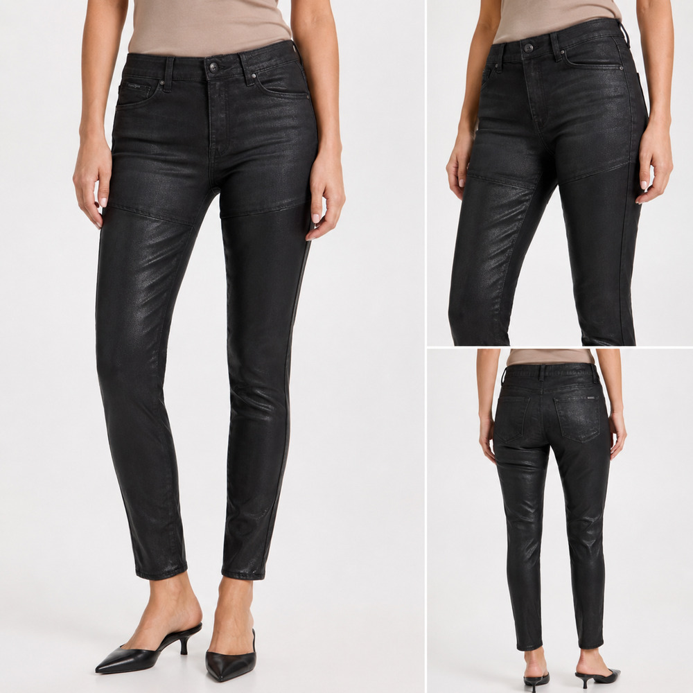 Insane Gene Women’s Black Coated Skinny Jeans‎ Size 9/28 Faux Leather Look Pants